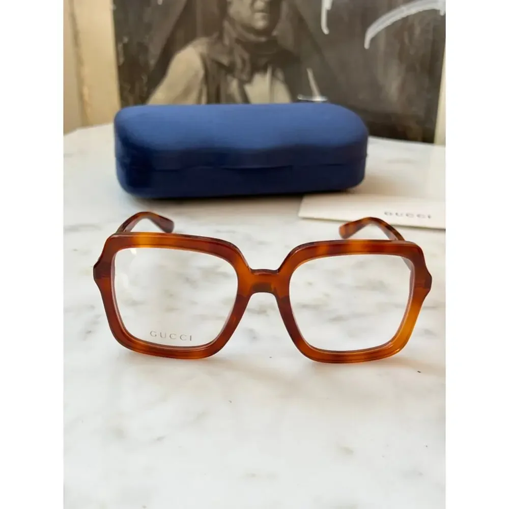 NEW Gucci GG1318O Brown Square Eyeglasses Frames